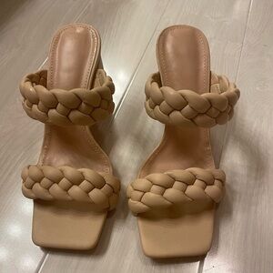 Tan braided heels